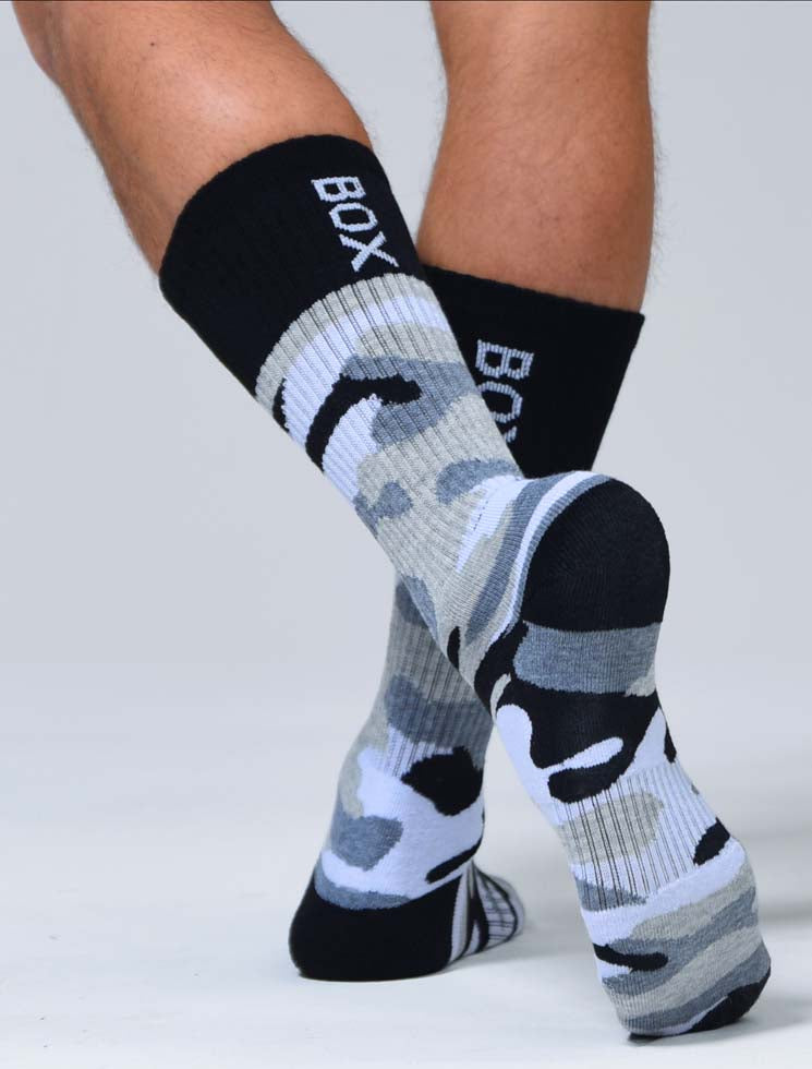 Box Sports Socks - Greyscale Camo