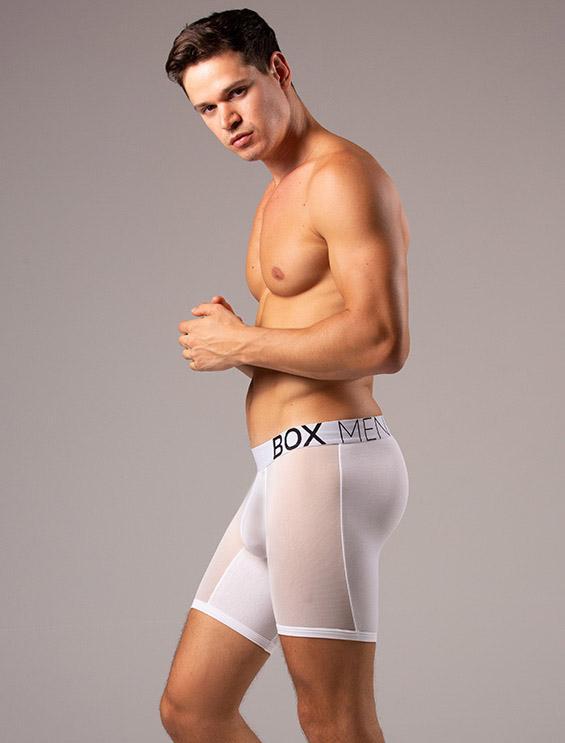 Andrea Moscon Side View Bulge boxer shorts briefs Transparent Crotch Transparent Mesh Leg Panels